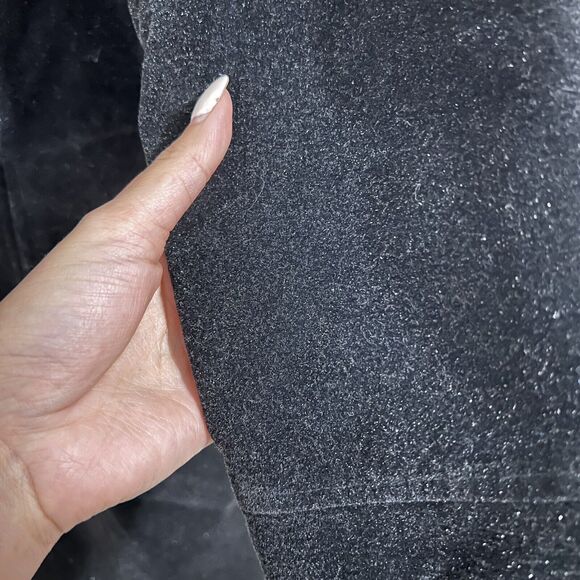 Guess Jeans Black Velvet Coat Sparkly Size S Vintage Hidden Button Minimalistic - Picture 6 of 13